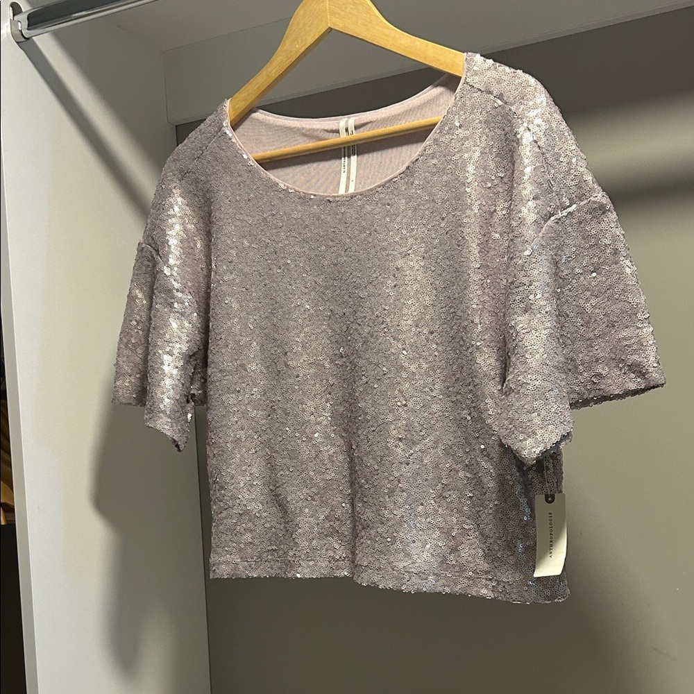 Anthropologie Lavender Sequin Blouse
